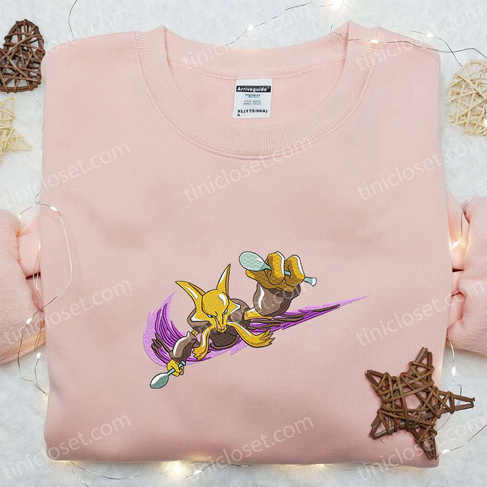 Alakazam x Nike Swoosh Anime & Pokemon Embroidered Shirt Nike Inspired Design