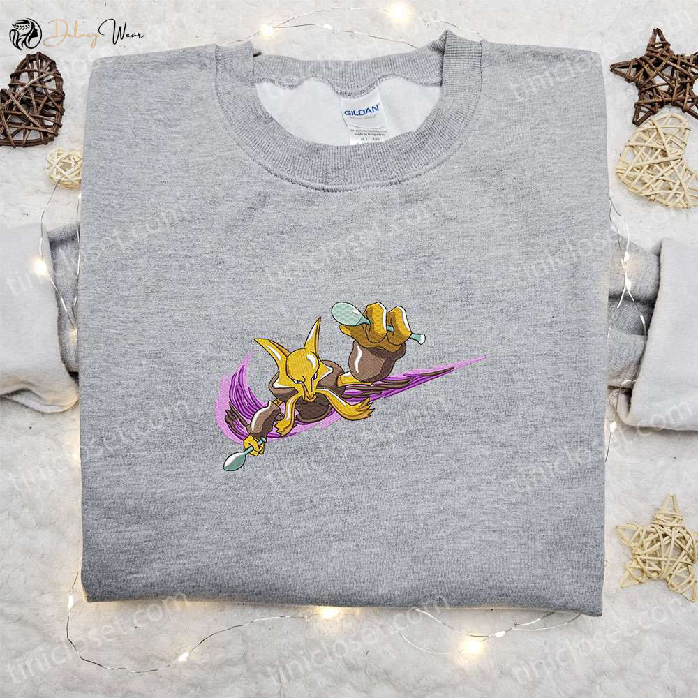 Alakazam x Nike Swoosh Anime & Pokemon Embroidered Shirt Nike Inspired Design