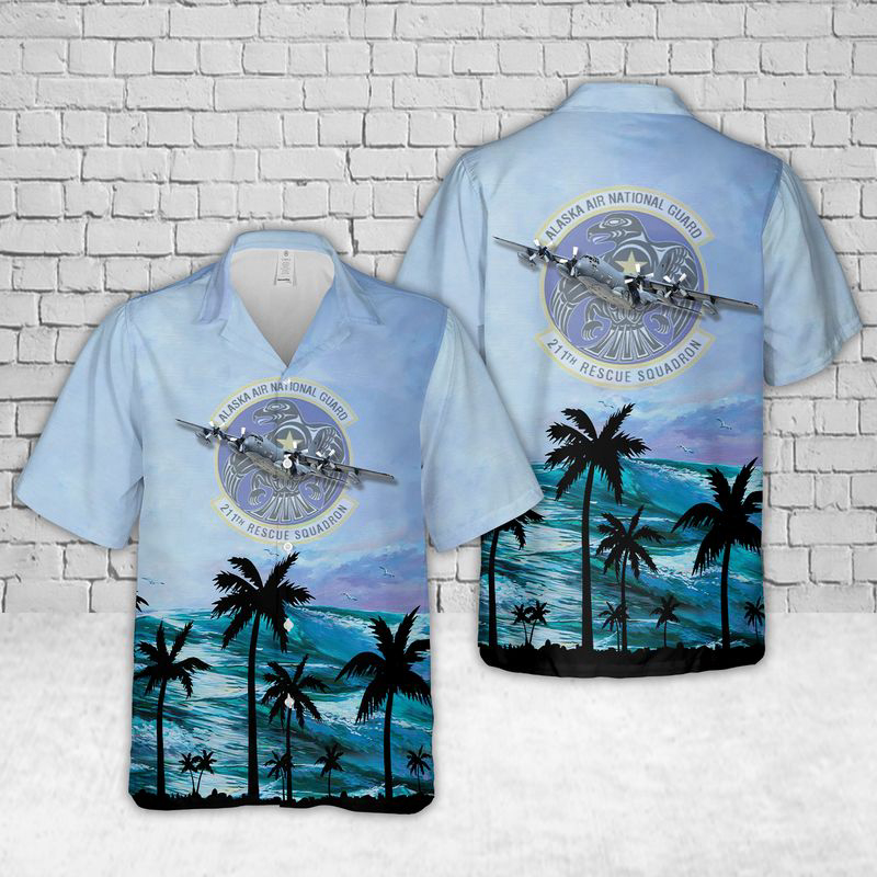 Alaska Air National Guard 211th Rescue Squadron (211th RQS) HC-130N Hercules Hawaiian Shirt Gift for Men Dad Father Gift for Men Dad Father