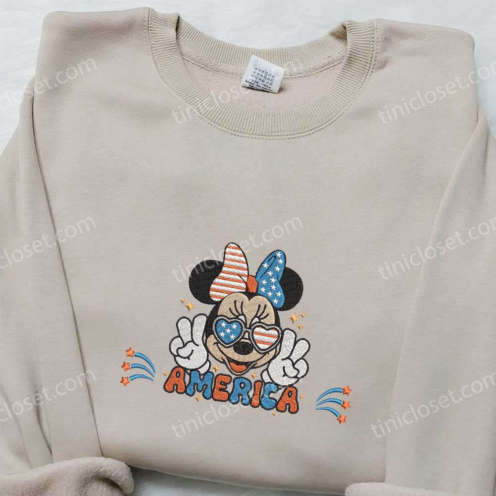 America Minnie Mouse Embroidered Shirt: Best Disney Patriotic Shirts