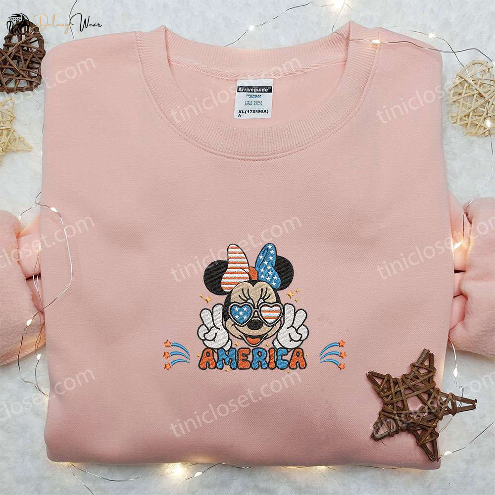 America Minnie Mouse Embroidered Shirt: Best Disney Patriotic Shirts