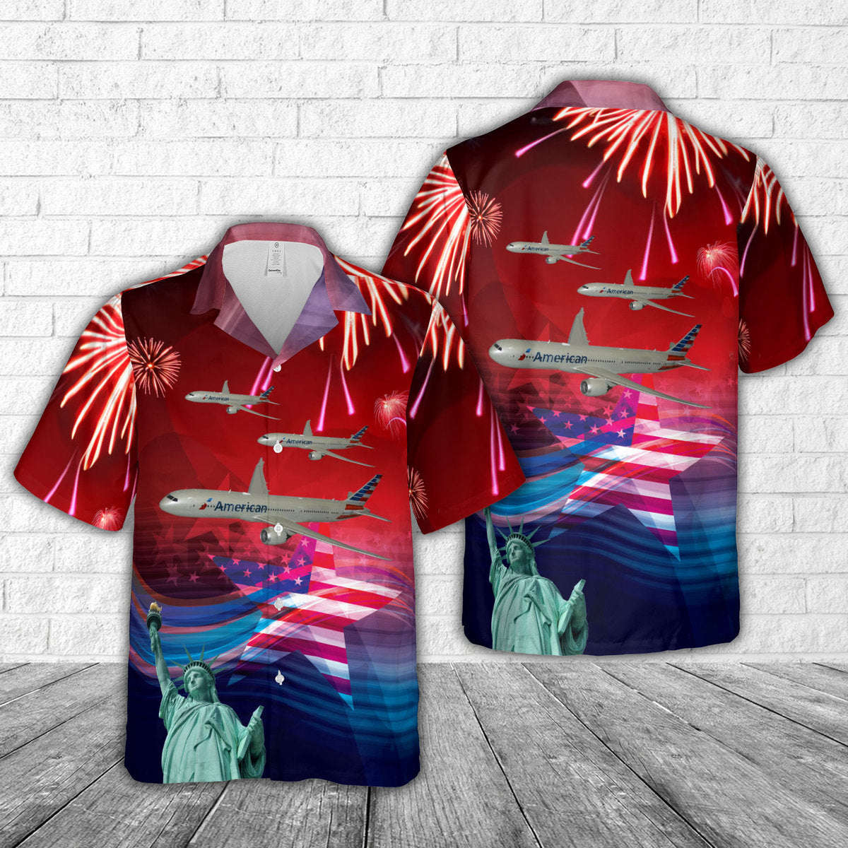 American Airlines Boeing 787-900, 4th Of July Hawaiian Shirt Gift for Men Dad Father Gift for Men Dad Father