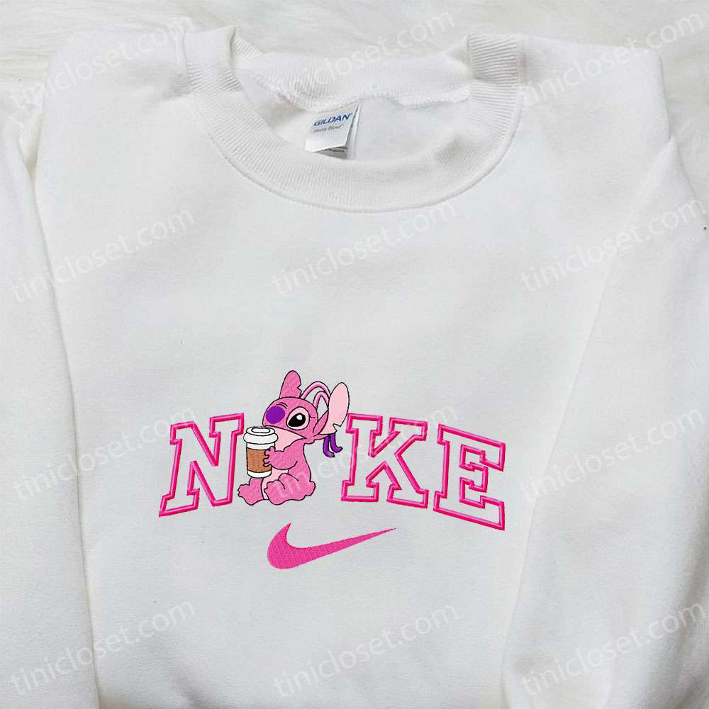 Nike Cartoon Embroidered Hoodie & Lilo and Stitch Shirt Angel Coffee Inspired