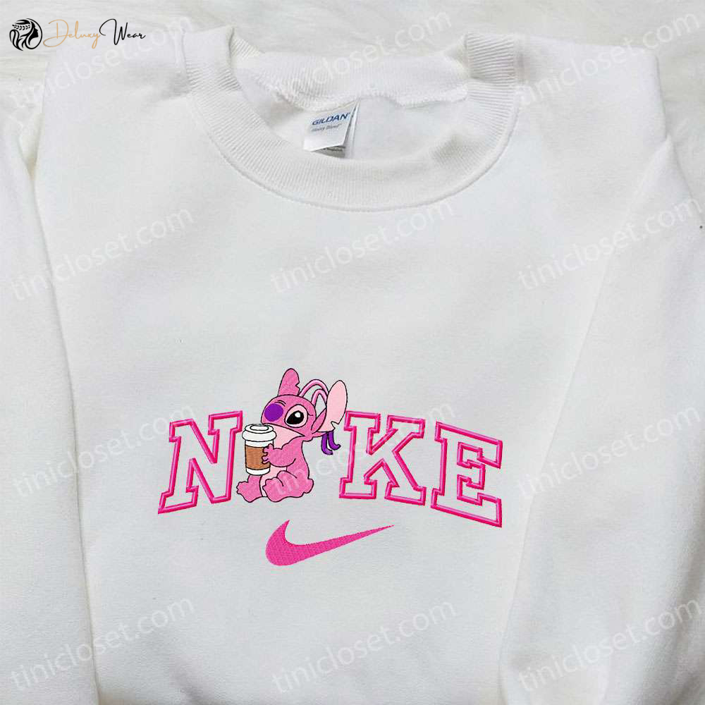 Nike Cartoon Embroidered Hoodie & Lilo and Stitch Shirt Angel Coffee Inspired