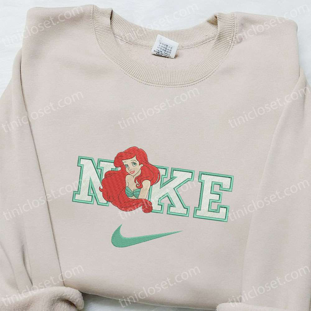 Ariel x Nike Cartoon Embroidered Shirt – The Little Mermaid Inspired Tee