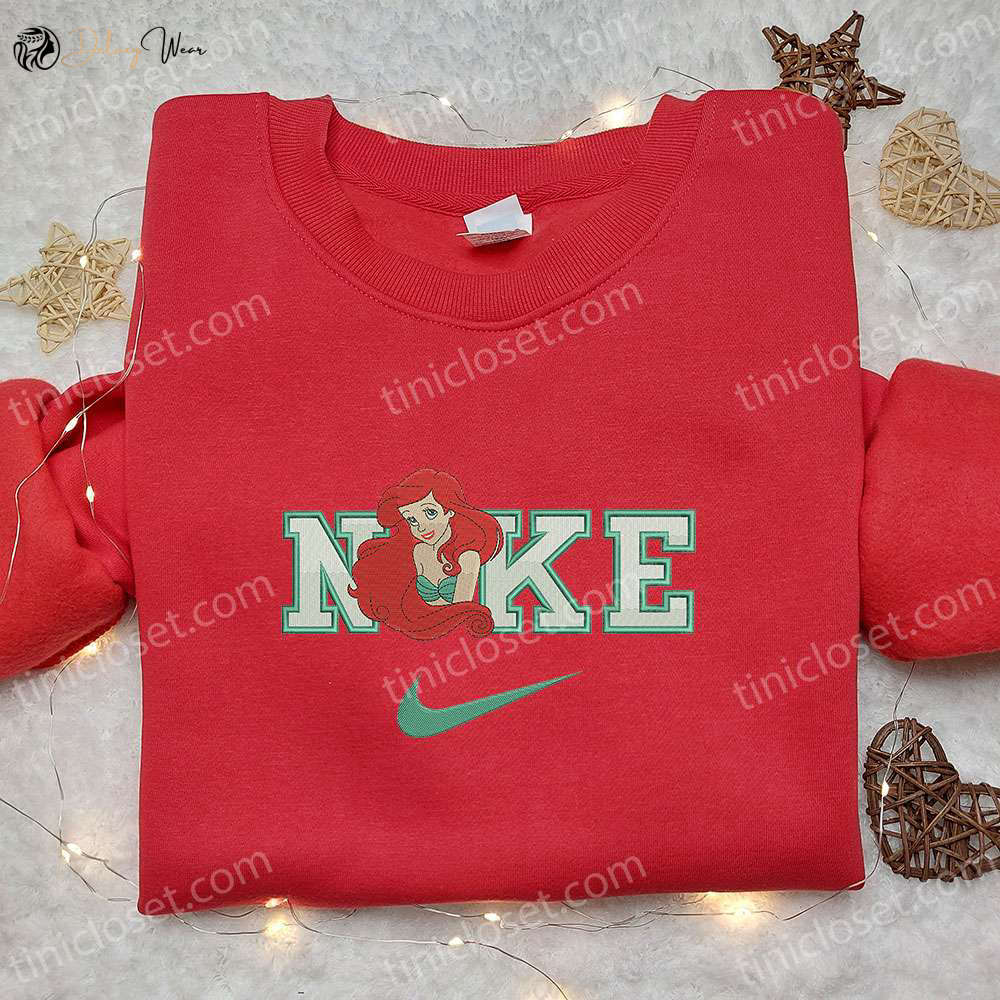 Ariel x Nike Cartoon Embroidered Shirt – The Little Mermaid Inspired Tee
