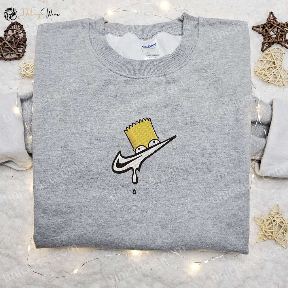 Bart Simpson Melt x Swoosh Embroidered Sweatshirt – Nike Inspired Shirt: Best Family Gift Ideas