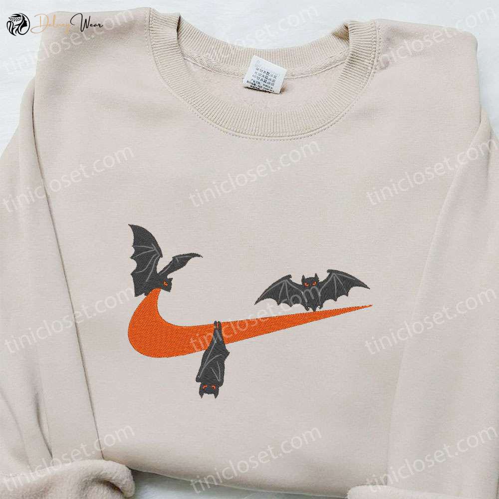 Nike Inspired Bat x Swoosh Embroidered Sweatshirt: Best Halloween Gift Ideas for Family