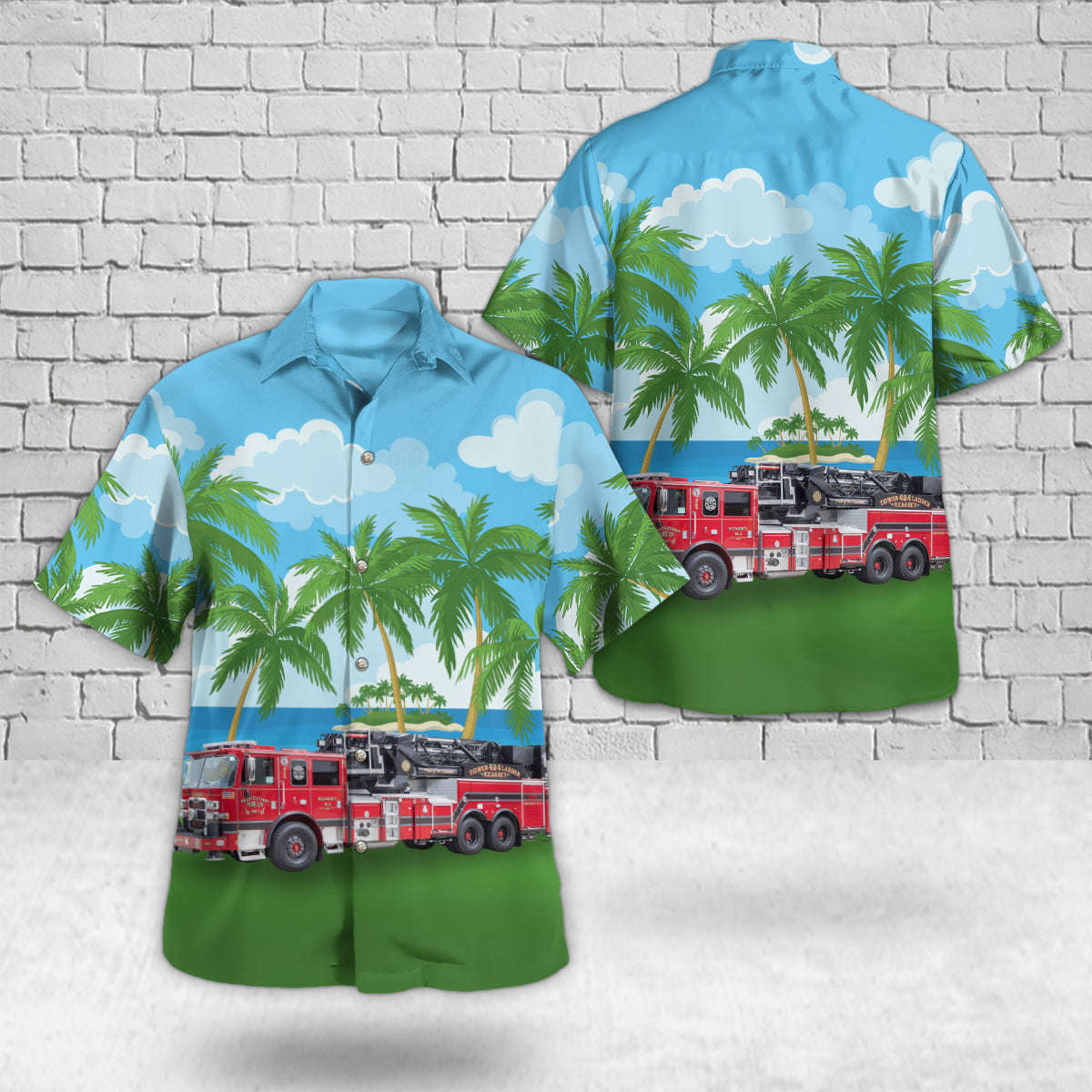 Bayport, New York, Bayport Fire Department Hook & Ladder Company No. 1 The Devils Tower Hawaiian Shirt Gift for Men Dad Father Gift for Men Dad Father