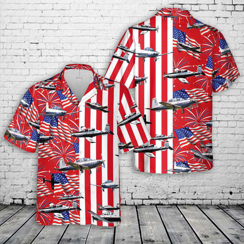 Beechcraft T-6 Texan II, 4th Of July Hawaiian Shirt Gift for Men Dad Father Gift for Men Dad Father