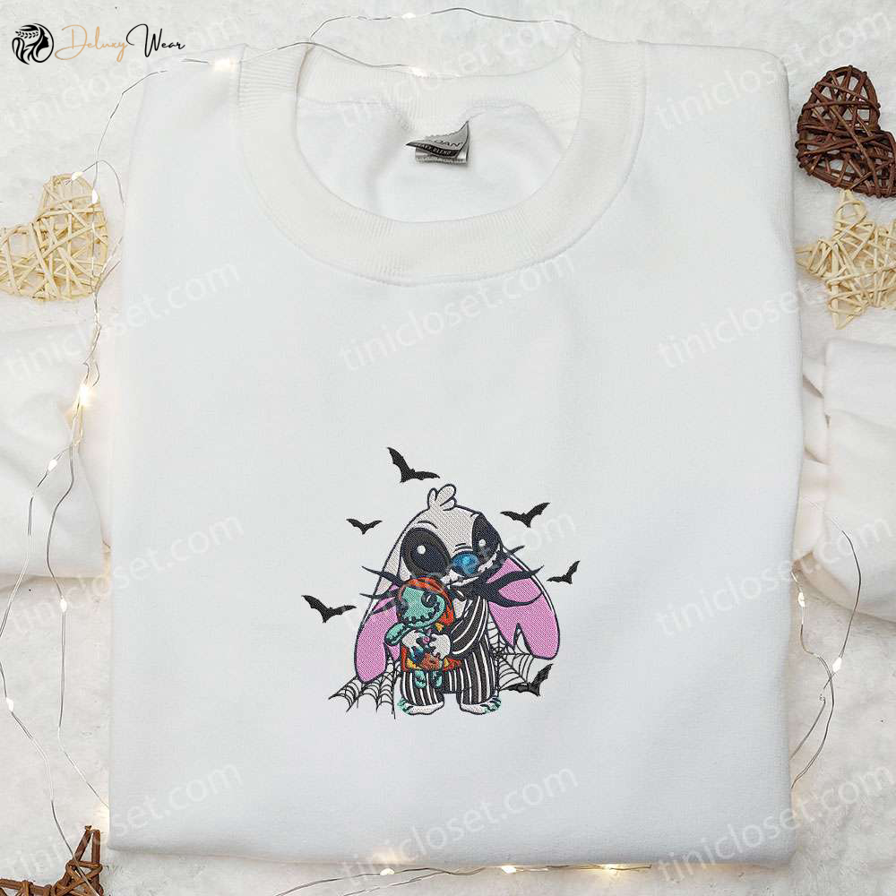 Beetlejuice x Stitch Embroidered Shirt: Disney s Best Halloween Gift for the Whole Family