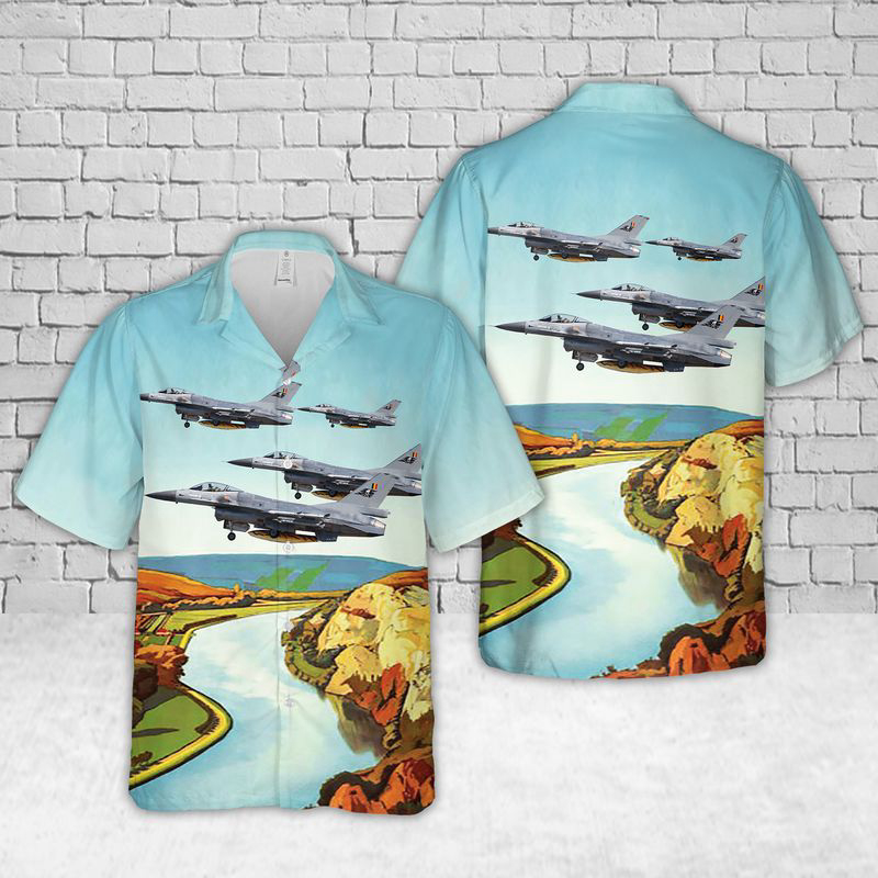 Belgian Air Component General Dynamics F-16AM Fighting Falcon Hawaiian Shirt Gift for Men Dad Father Gift for Men Dad Father