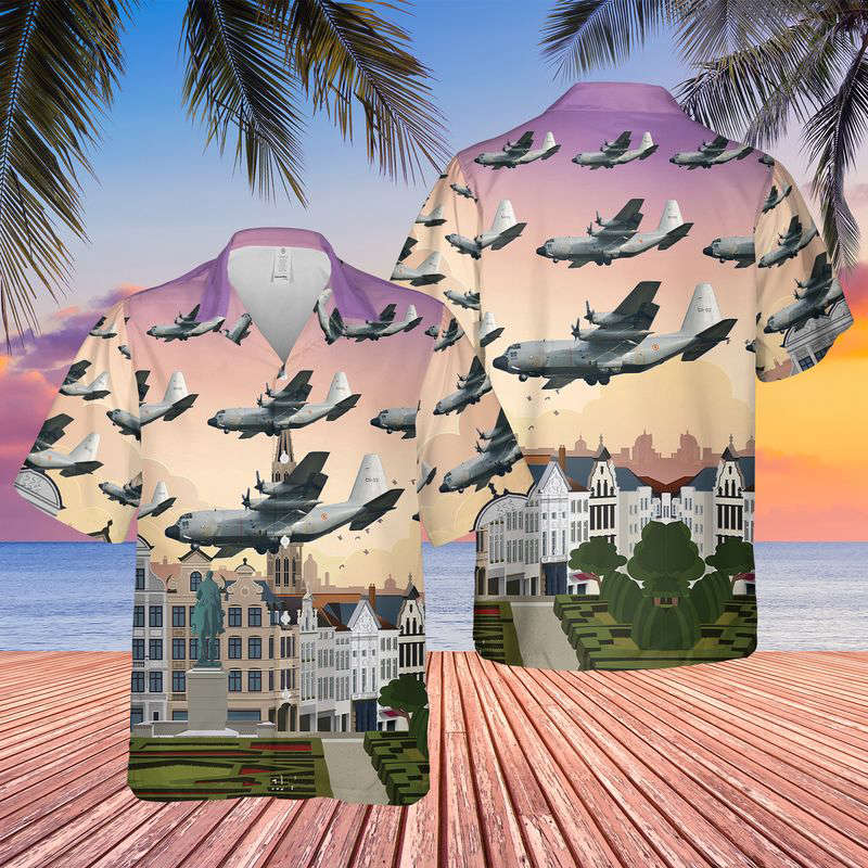 Belgium Belgian Air Component C-130 Hercules Hawaiian Shirt Gift for Men Dad Father Gift for Men Dad Father