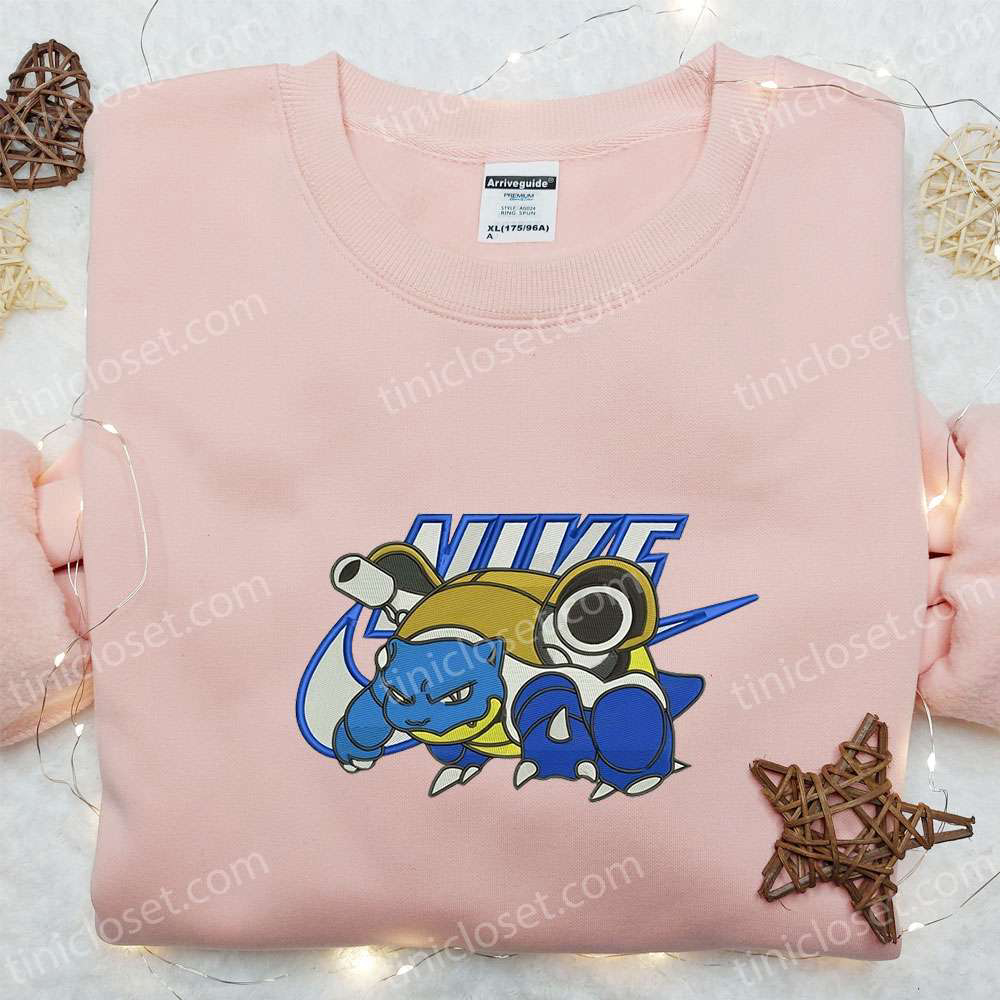 Blastoise x Nike Anime Embroidered Shirt – Pokemon & Nike Inspired Design