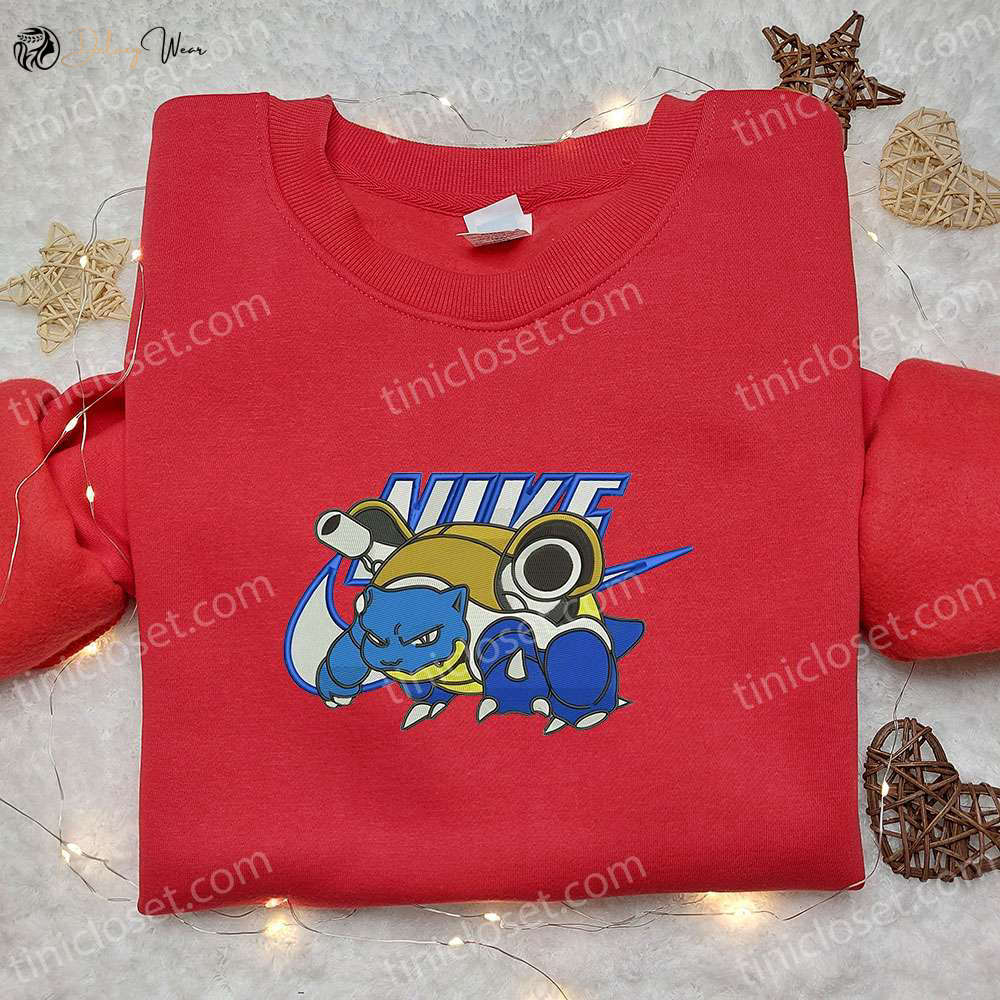 Blastoise x Nike Anime Embroidered Shirt – Pokemon & Nike Inspired Design