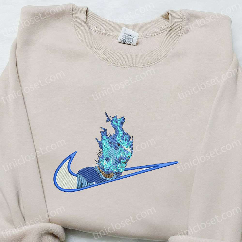 Blue Fire x Swoosh Hoodie & Halloween Shirt Nike Inspired Embroidered Apparel