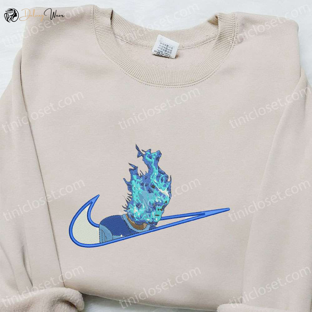 Blue Fire x Swoosh Hoodie & Halloween Shirt Nike Inspired Embroidered Apparel