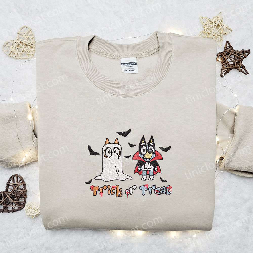 Bluey Trick Or Treat Halloween Embroidered Shirt – Best Gifts for Family