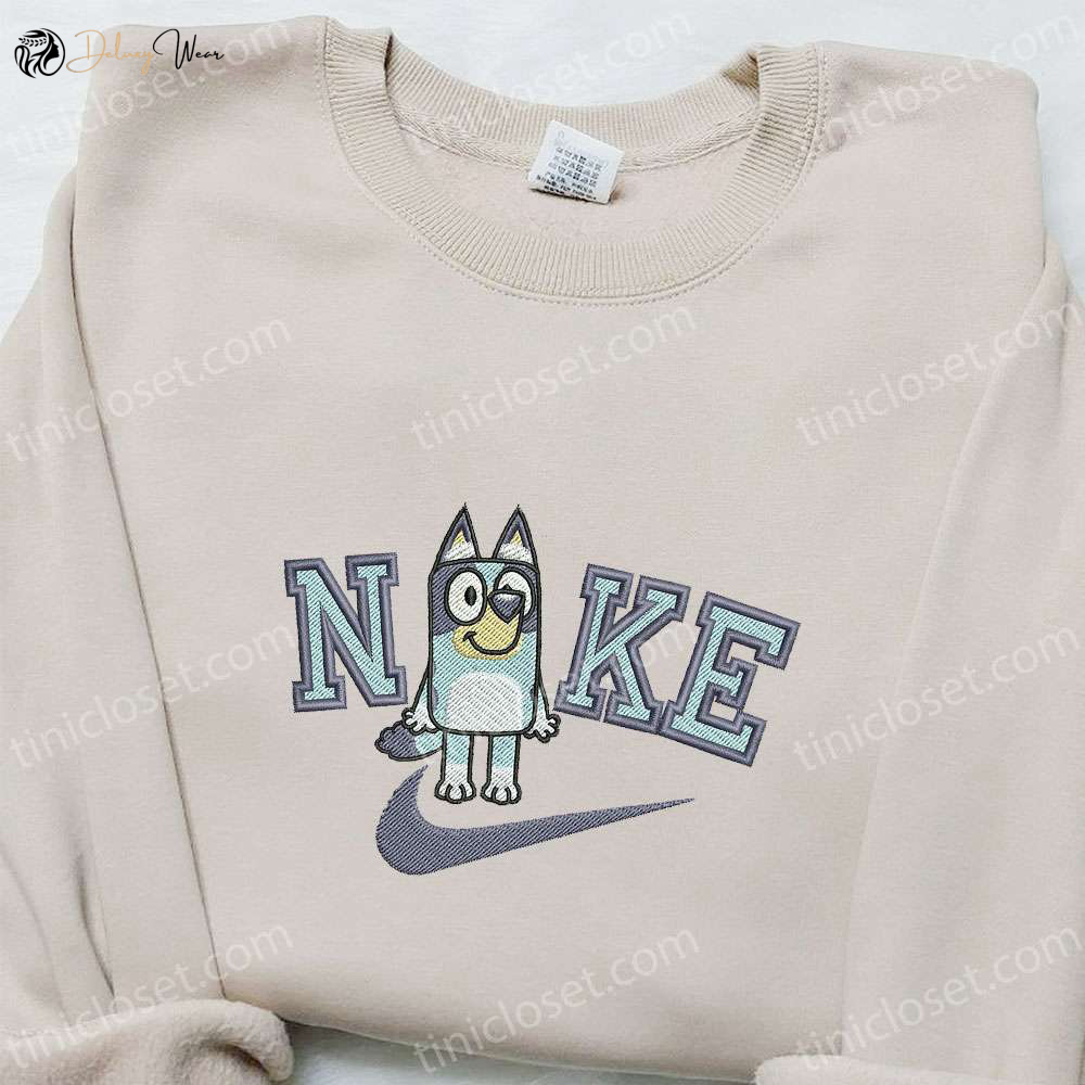 Bluey x Nike Cartoon Embroidered Shirt: Trendy & Playful Nike Inspired Tee