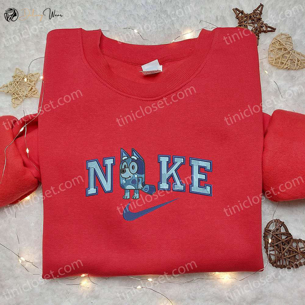 Bluey x Nike Cartoon Embroidered Sweatshirt – Stylish and Fun Nike-Inspired Shirt