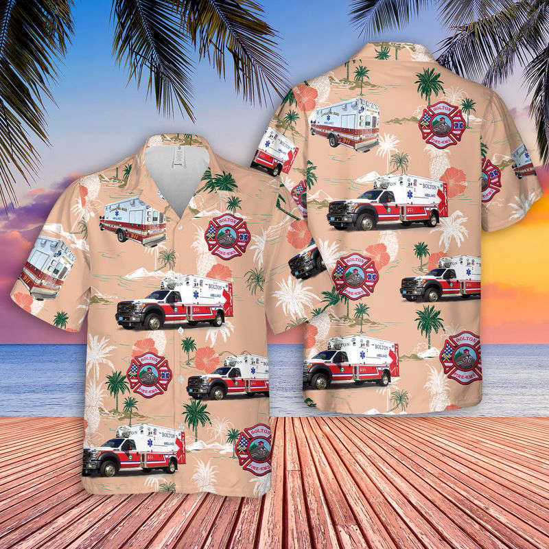 Bolton Fire & EMS Hawaiian Shirt Gift for Men Dad Father Gift for Men Dad Father