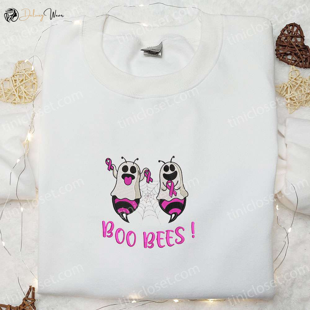 Boo Bees Ghost Embroidered Shirt: Funny Halloween Gift for Family