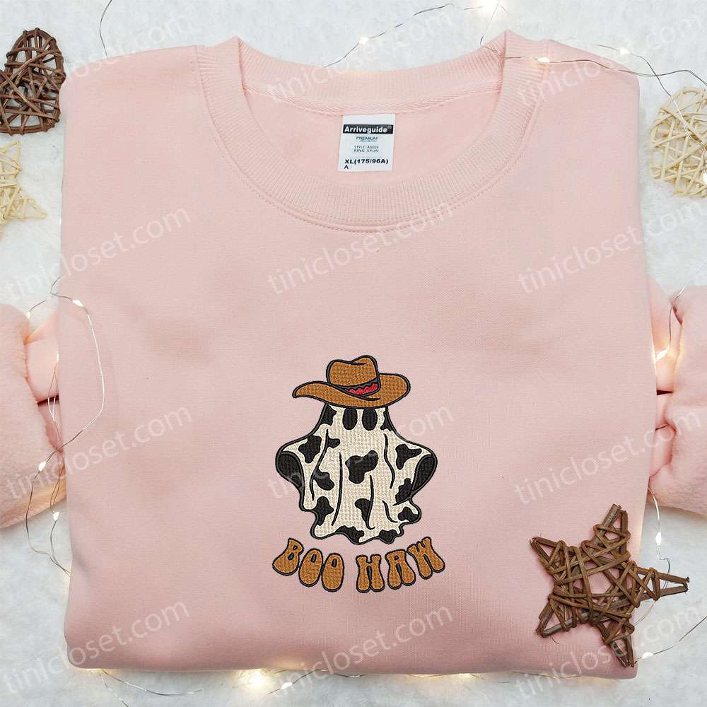 Spooky Boo Haw Cowboy Ghost Embroidered Shirt – Funny Halloween Gift Idea