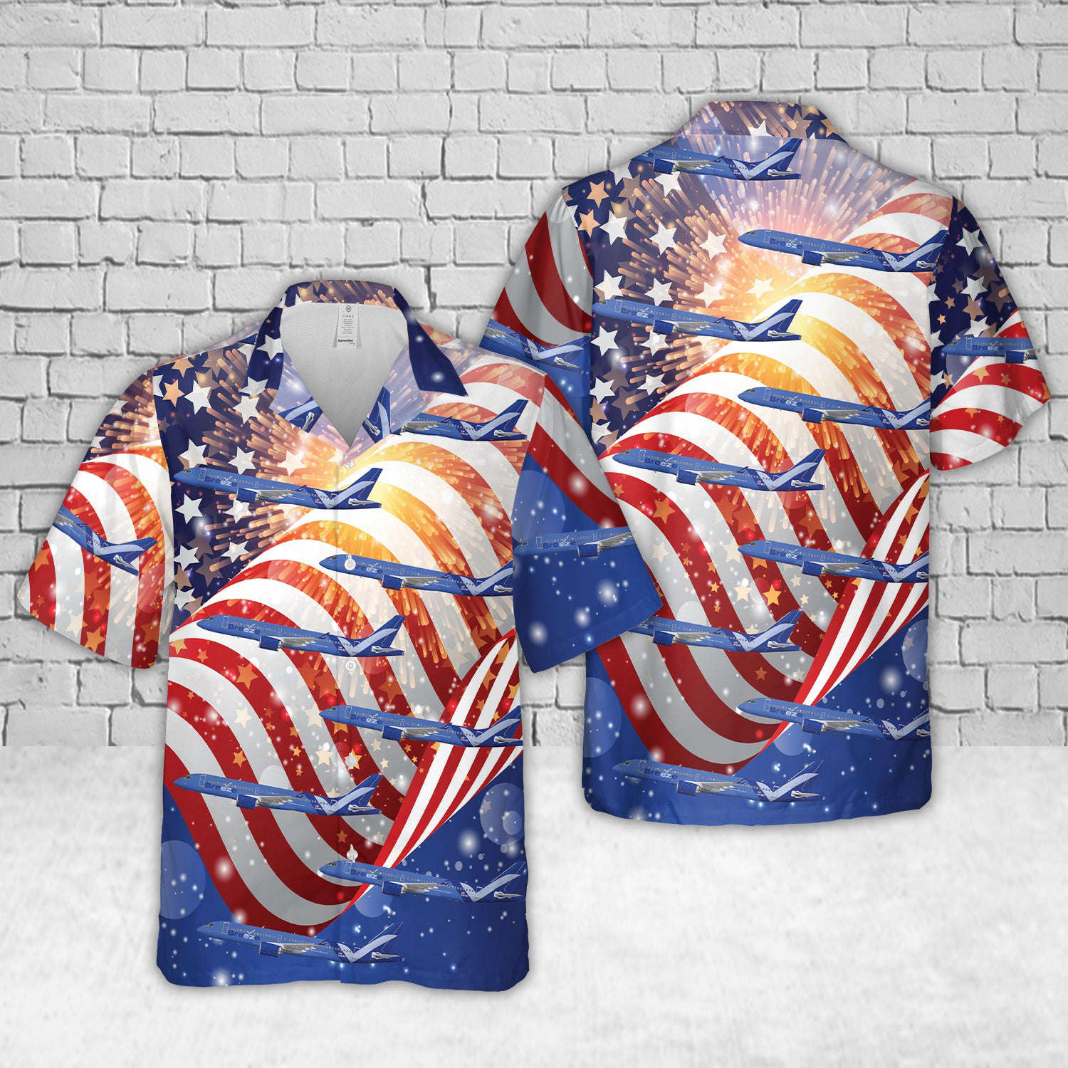 Breeze Airways A220-300, 4th Of July Hawaiian Shirt Gift for Men Dad Father Gift for Men Dad Father