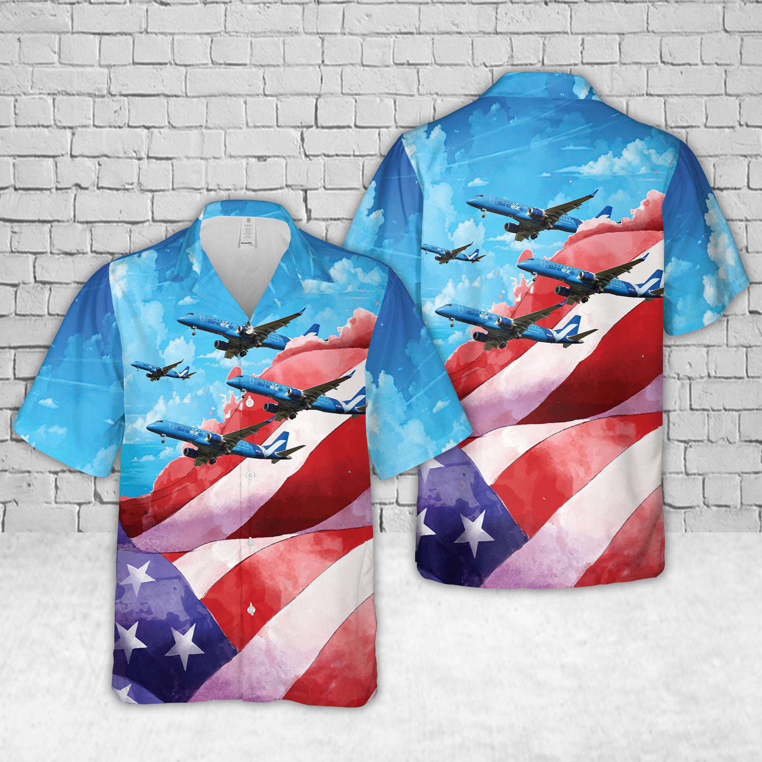 Breeze Airways E190, 4th Of July Hawaiian Shirt Gift for Men Dad Father Gift for Men Dad Father