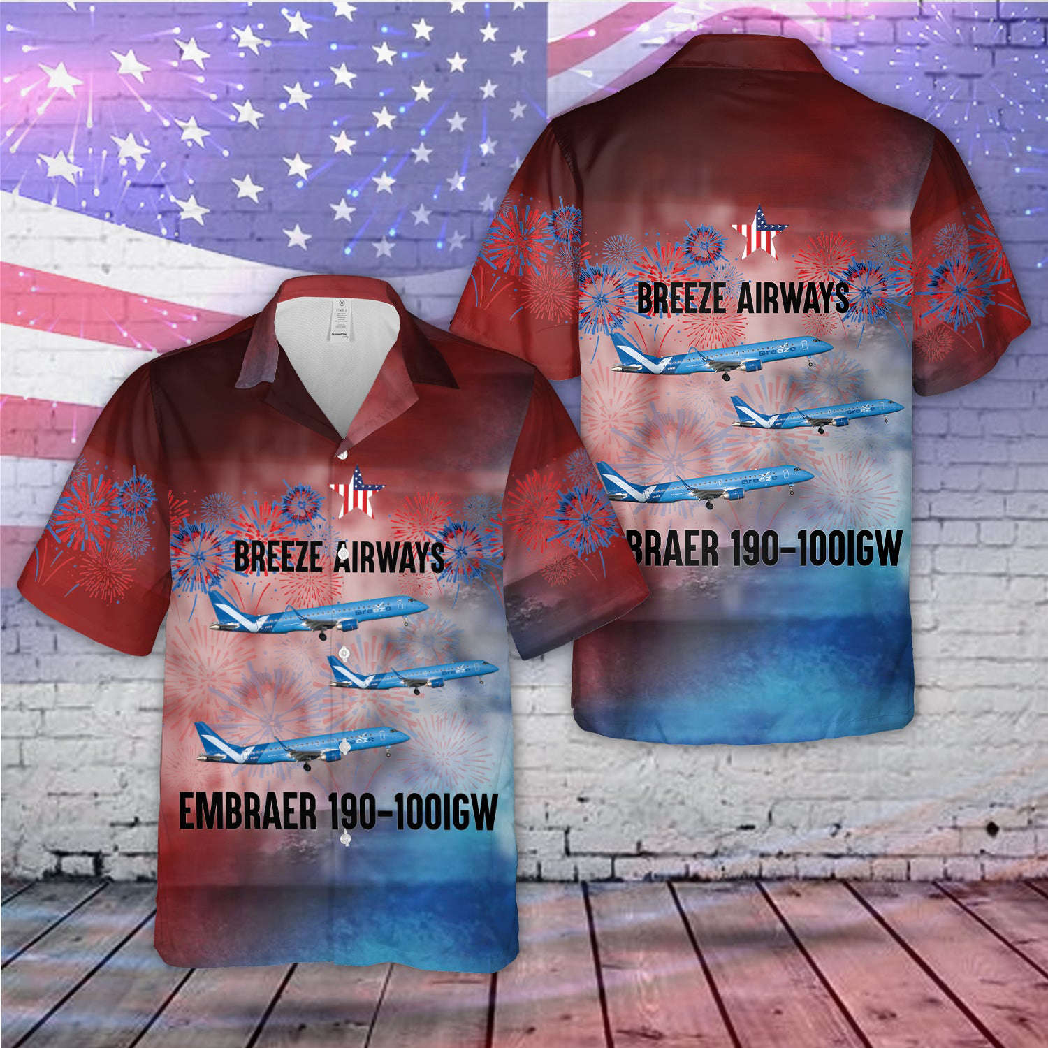 Breeze Airways Embraer 190-100IGW, 4th Of July Hawaiian Shirt Gift for Men Dad Father Gift for Men Dad Father