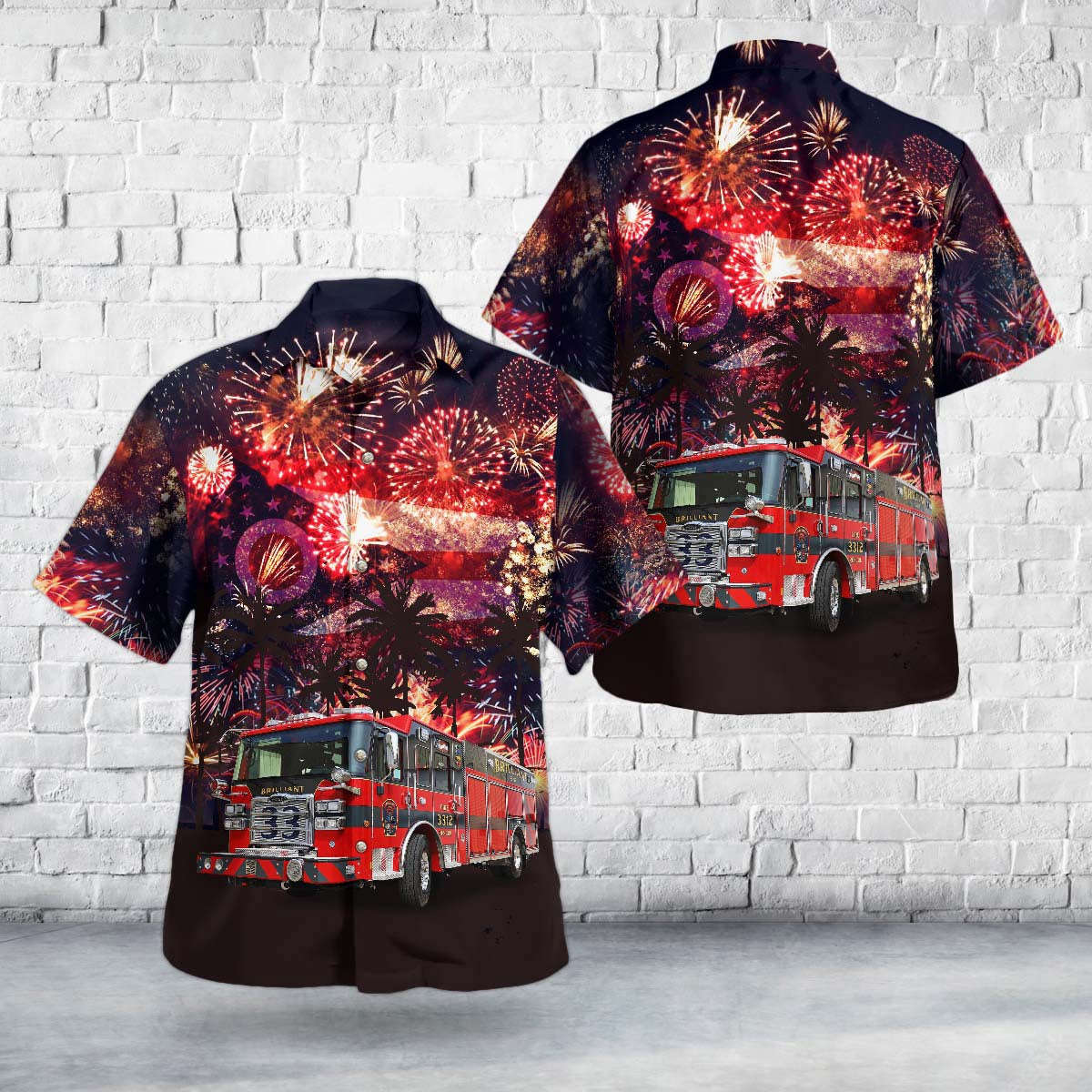 Brilliant, Ohio, Brilliant Fire Department, 4th Of July Hawaiian Shirt Gift for Men Dad Father Gift for Men Dad Father