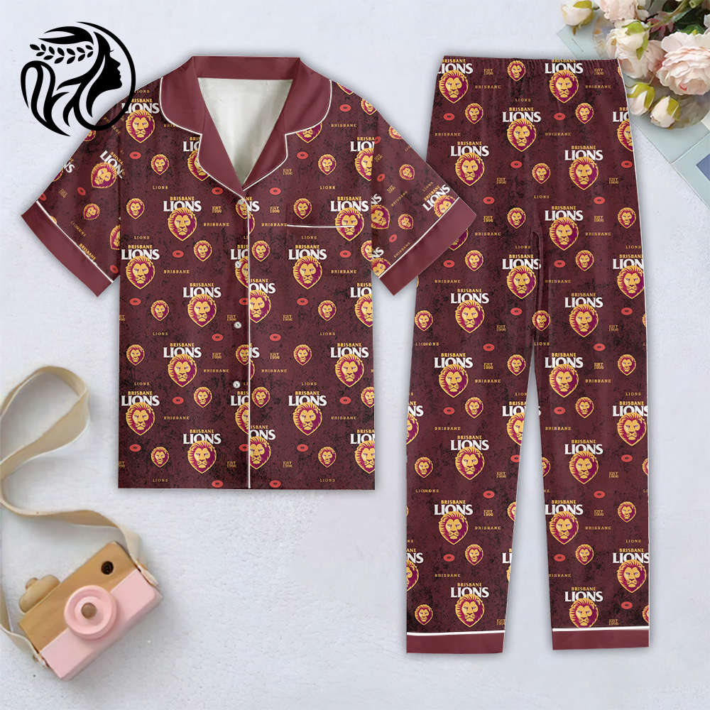 Brisbane Lions Women Short Sleeve Pajamas Set – Gift for Women – Christmas Gift