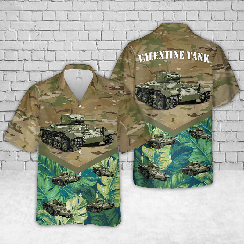 British Army Valentine Tank Hawaiian Shirt Gift for Men Dad Father Gift for Men Dad Father