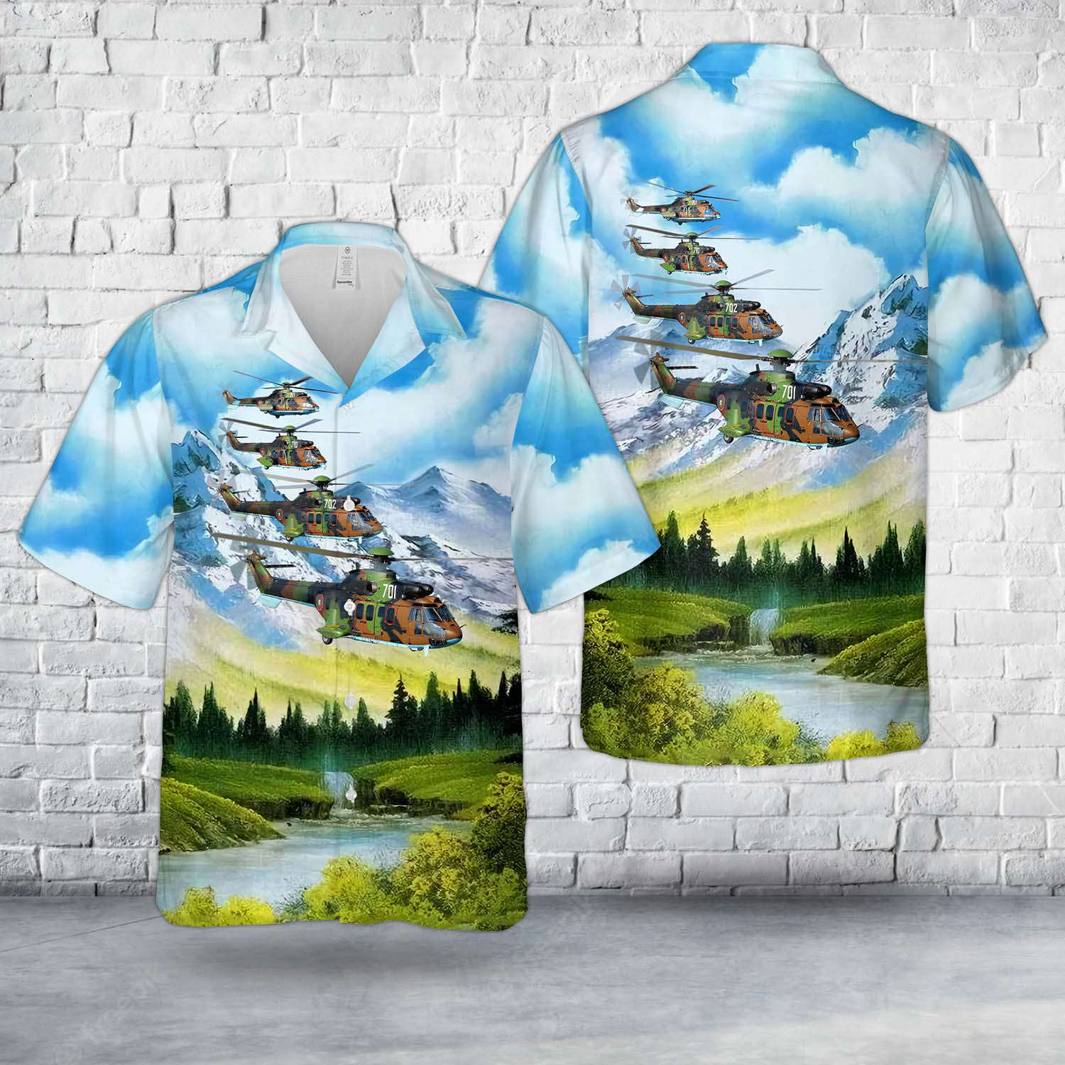 Bulgarian Air Force Eurocopter AS 532AL Cougar Hawaiian Shirt Gift for Men Dad Father Gift for Men Dad Father