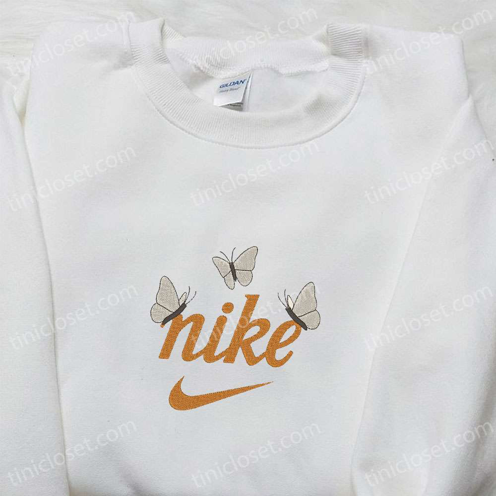 Butterflies x Nike Embroidered Sweatshirt: Animal Embroidered Shirt Perfect Family Gift!