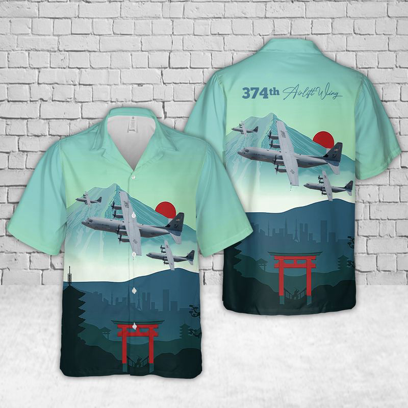 C-130 US Air Force 374th Airlift Wing Hawaiian Shirt Gift for Men Dad Father Gift for Men Dad Father