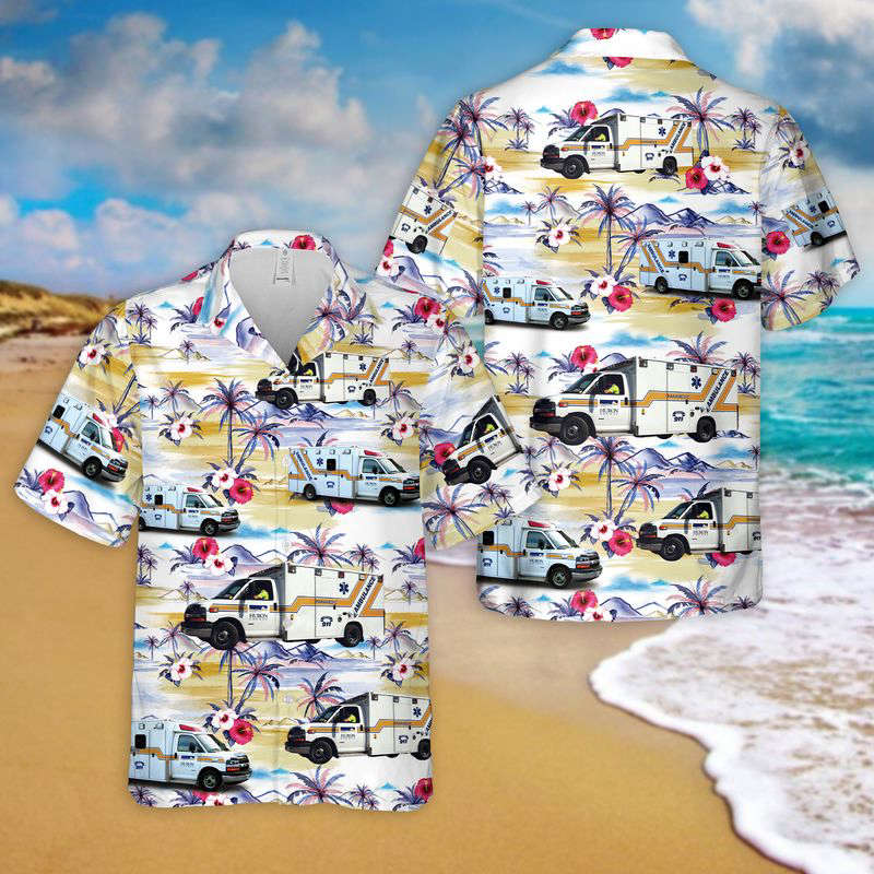 Canada Huron County EMS Hawaiian Shirt Gift for Men Dad Father Gift for Men Dad Father