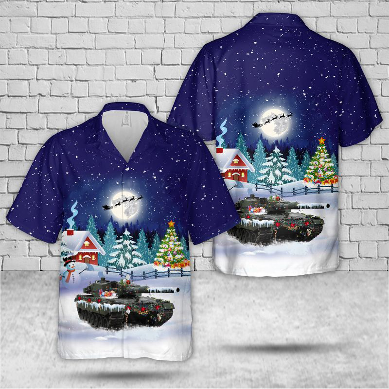 Canadian Army Leopard 2A4 Tank Christmas Hawaiian Shirt Gift for Men Dad Father Gift for Men Dad Father