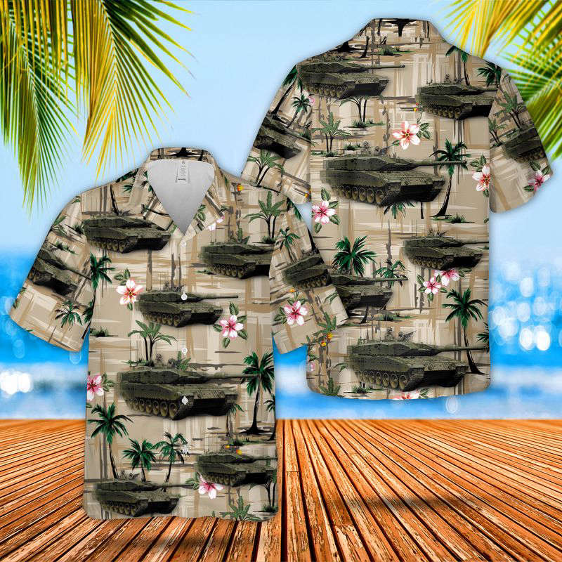 Canadian Army Leopard 2A4M Hawaiian Shirt Gift for Men Dad Father Gift for Men Dad Father