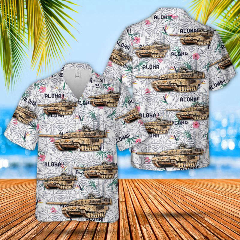 Canadian Army Leopard 2A6M Hawaiian Shirt Gift for Men Dad Father Gift for Men Dad Father