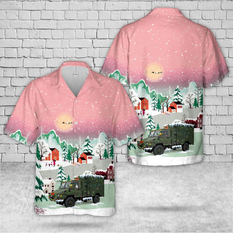 Canadian Army LSVW Military Truck Christmas Hawaiian Shirt Gift for Men Dad Father Gift for Men Dad Father
