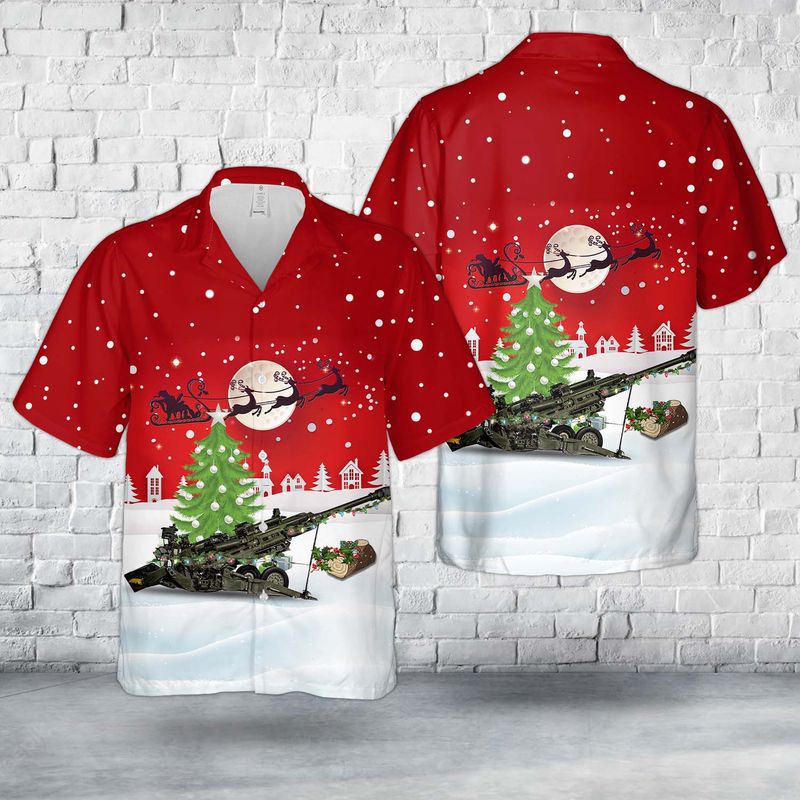 Canadian Army M777 Lightweight 155mm Howitzer Christmas Hawaiian Shirt Gift for Men Dad Father Gift for Men Dad Father