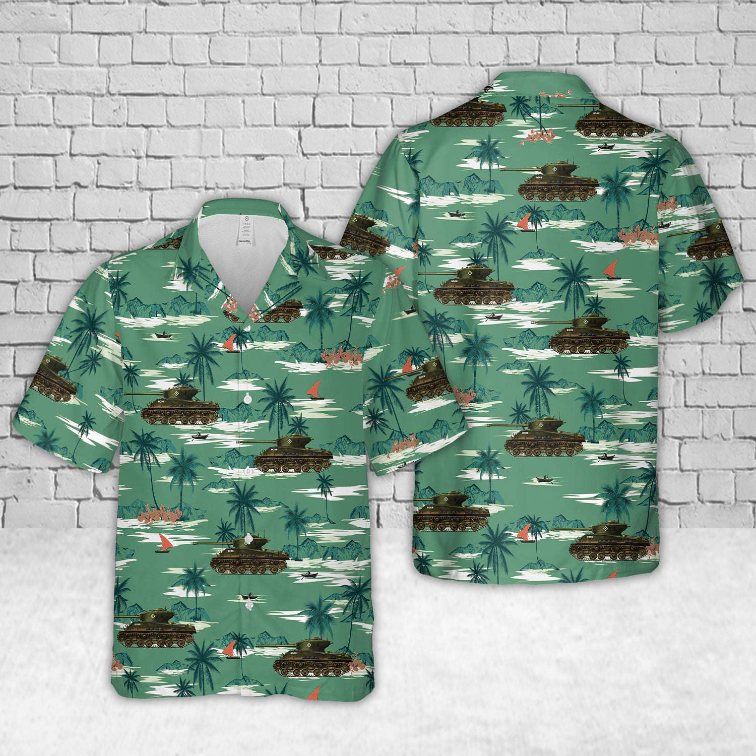 Canadian Army Sherman M4A2(76)W HVSS “Boss” Hawaiian Shirt Gift for Men Dad Father Gift for Men Dad Father
