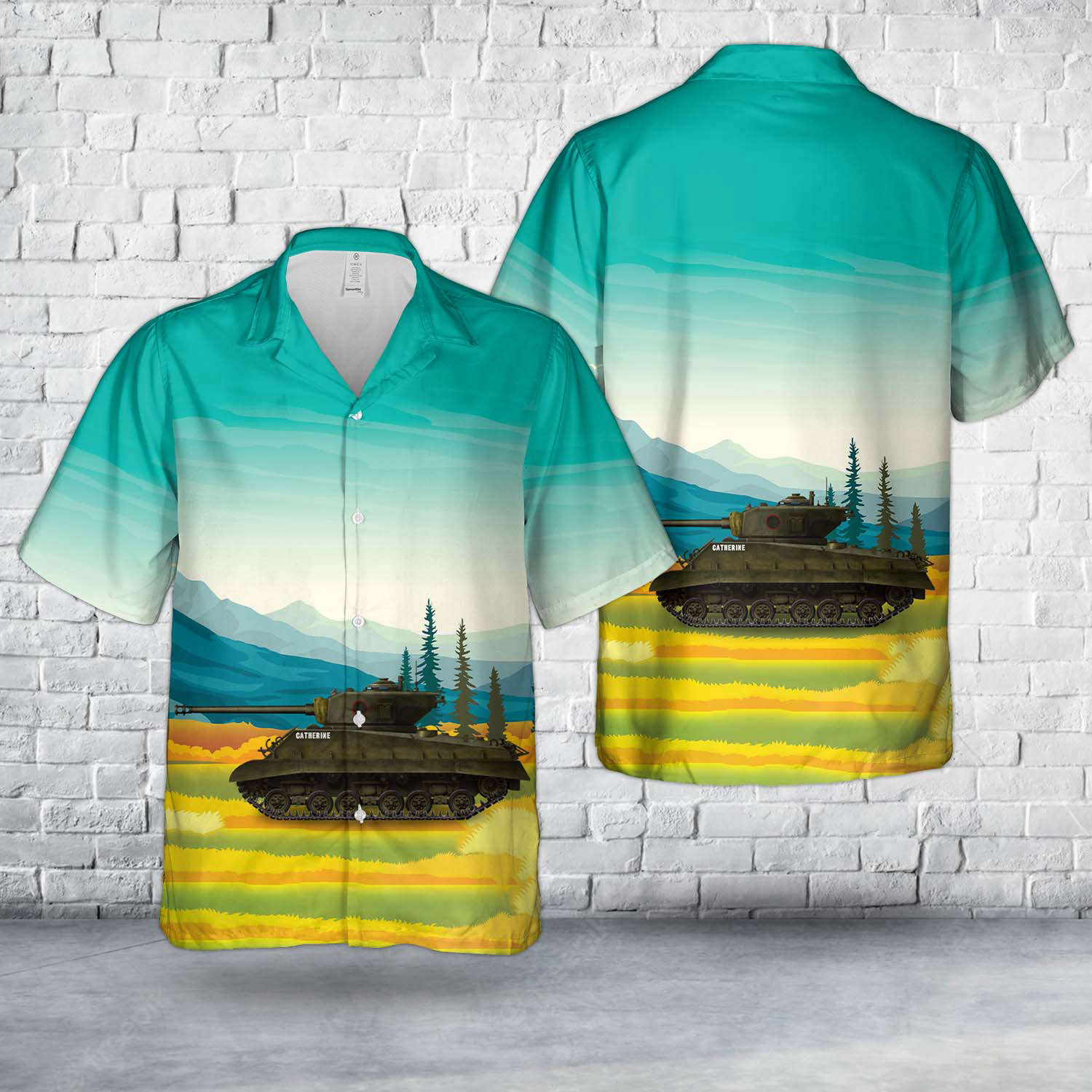 Canadian Army Sherman M4A3(76)W HVSS tank 2nd Armoured Regiment Hawaiian Shirt Gift for Men Dad Father Gift for Men Dad Father