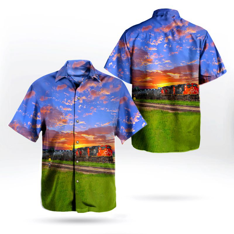 Canadian National Railway Locomotive Hawaiian Shirt Gift for Men Dad Father Gift for Men Dad Father