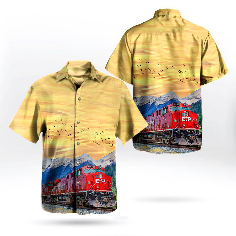 Canadian Pacific Railway Locomotive Hawaiian Shirt Gift for Men Dad Father Gift for Men Dad Father