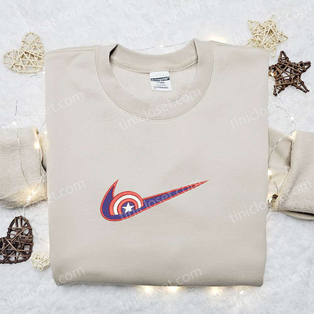 Captain America x Swoosh Movie Embroidered Hoodie & Marvel Comics Shirt: Best Family Gift Ideas