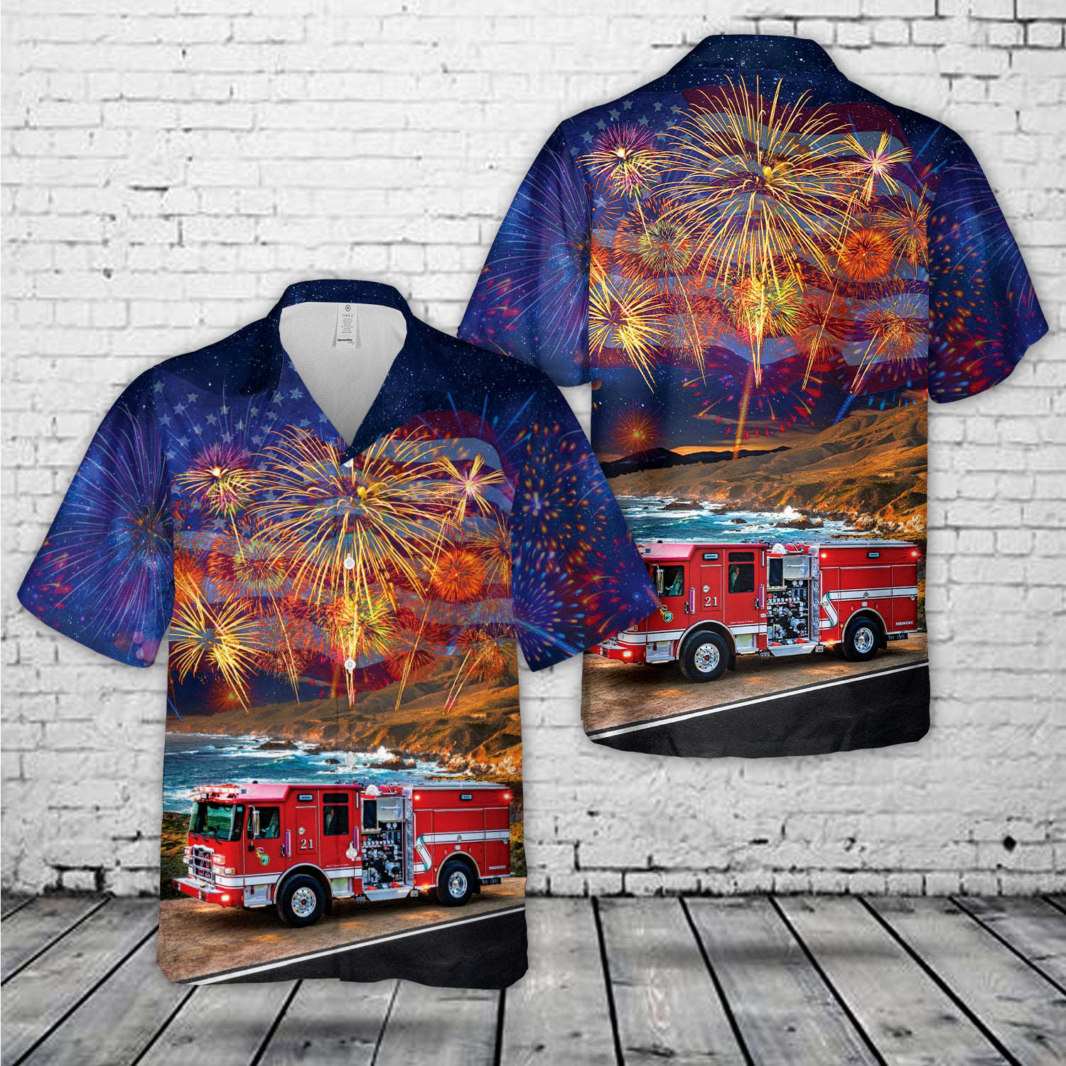 Carmel-by-the-Sea, California, Cal Fire/Carmel Highlands Fire Protection District, 4th Of July Hawaiian Shirt Gift for Men Dad Father Gift for Men Dad Father