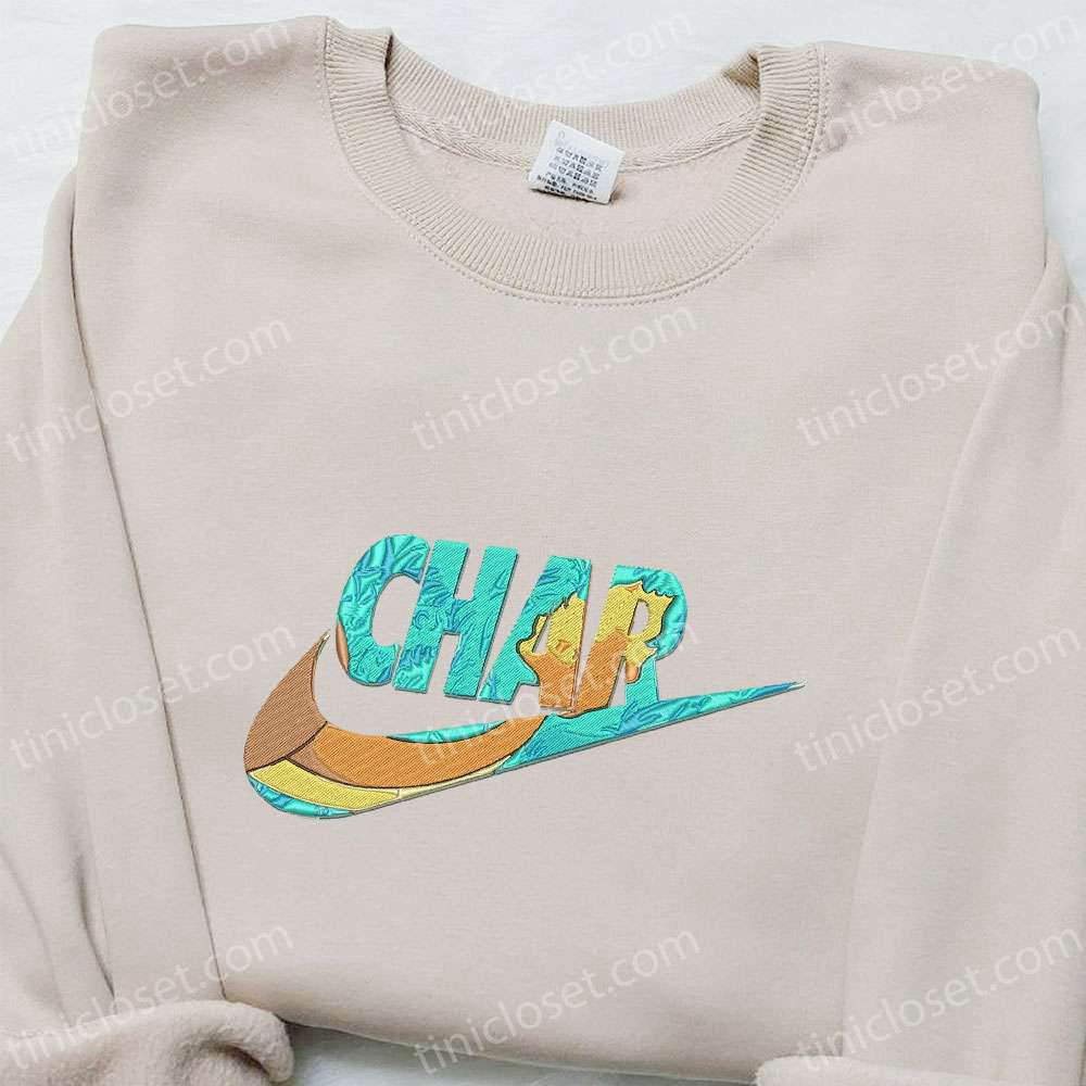 Charizard Pokemon x Swoosh Anime Hoodie: Cool Embroidered Clothing Perfect Family Gift