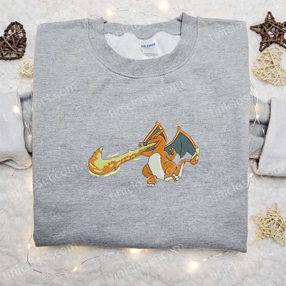 Charizard x Swoosh Anime Embroidered Hoodie – Cool Anime Clothing Perfect Family Gift